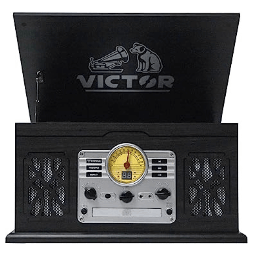 Victor State 7-in-1 Wood Music Center Graphite - Refurbished