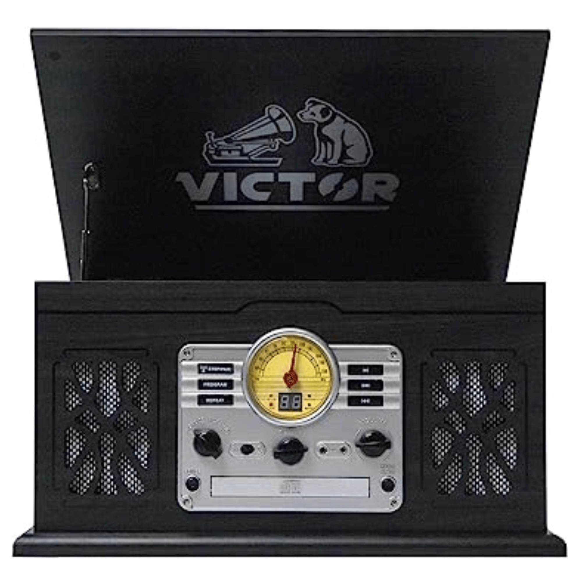 Victor State 7-in-1 Wood Music Center Graphite - Refurbished