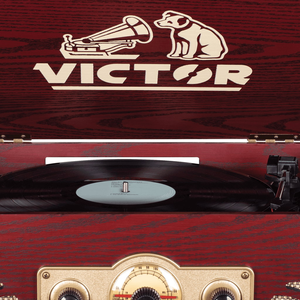 Victor Belmont 8-in-1 Wood Music Center Cherry - Refurbished
