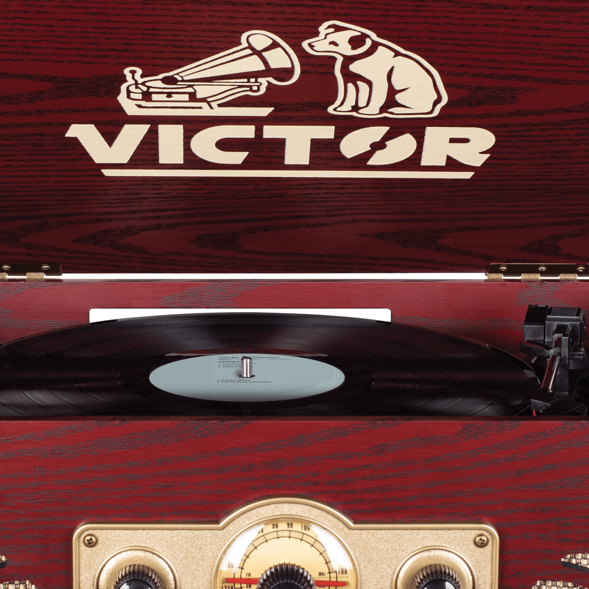 Victor Belmont 8-in-1 Wood Music Center Cherry - Refurbished