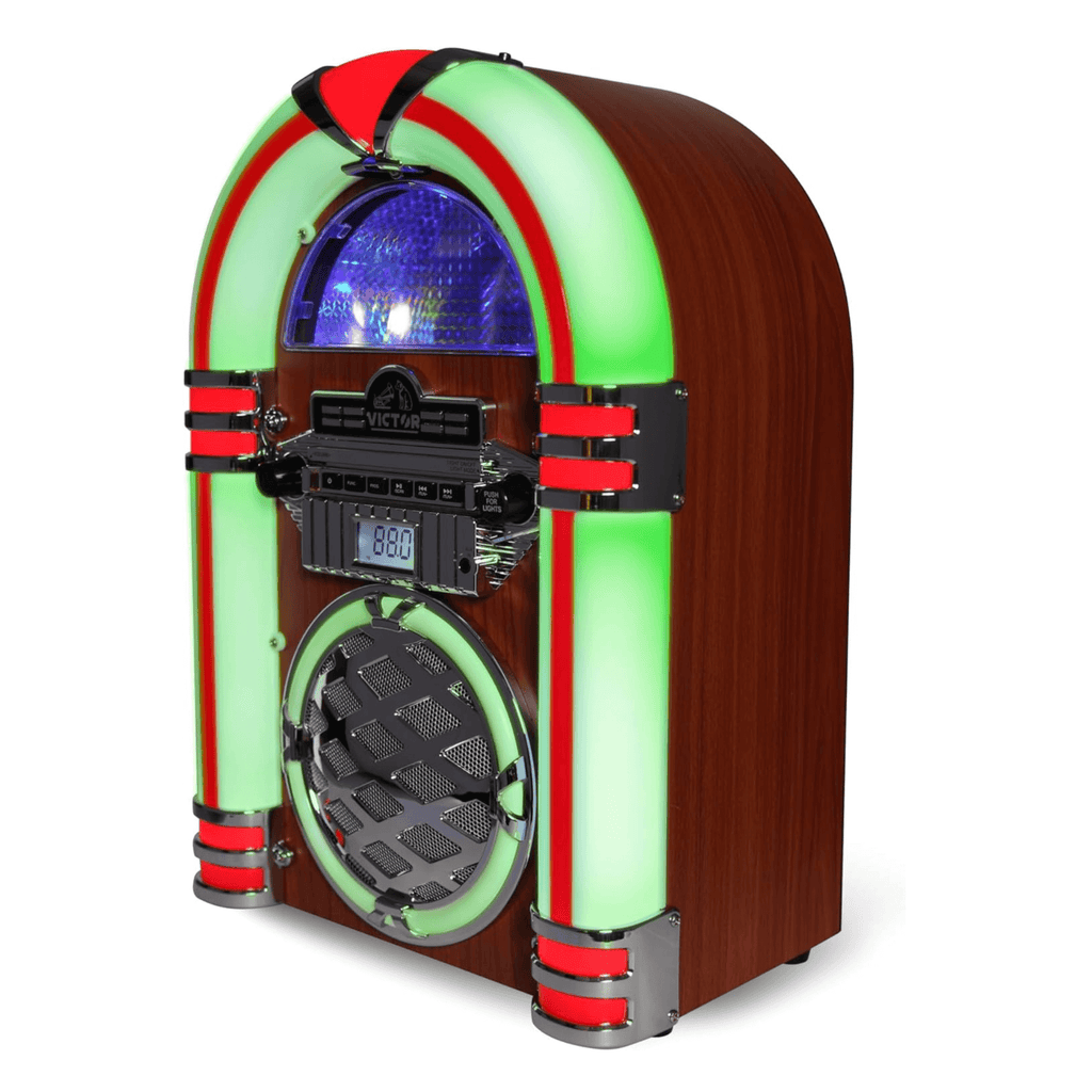 Victor Wilshire Bluetooth LED Jukebox Mahogany - Refurbished