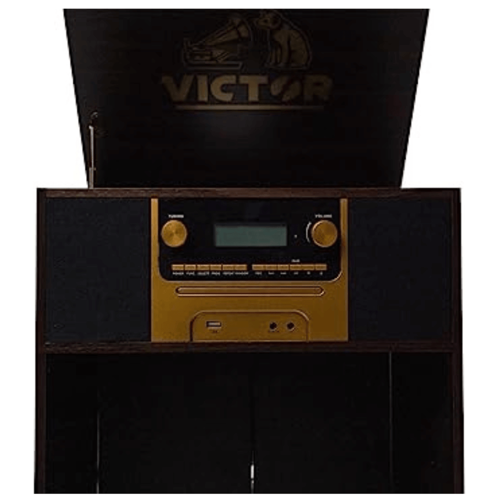 Victor Boyleston 7-in-1 3-Speed Turntable Music Center Espresso -  Refurbished