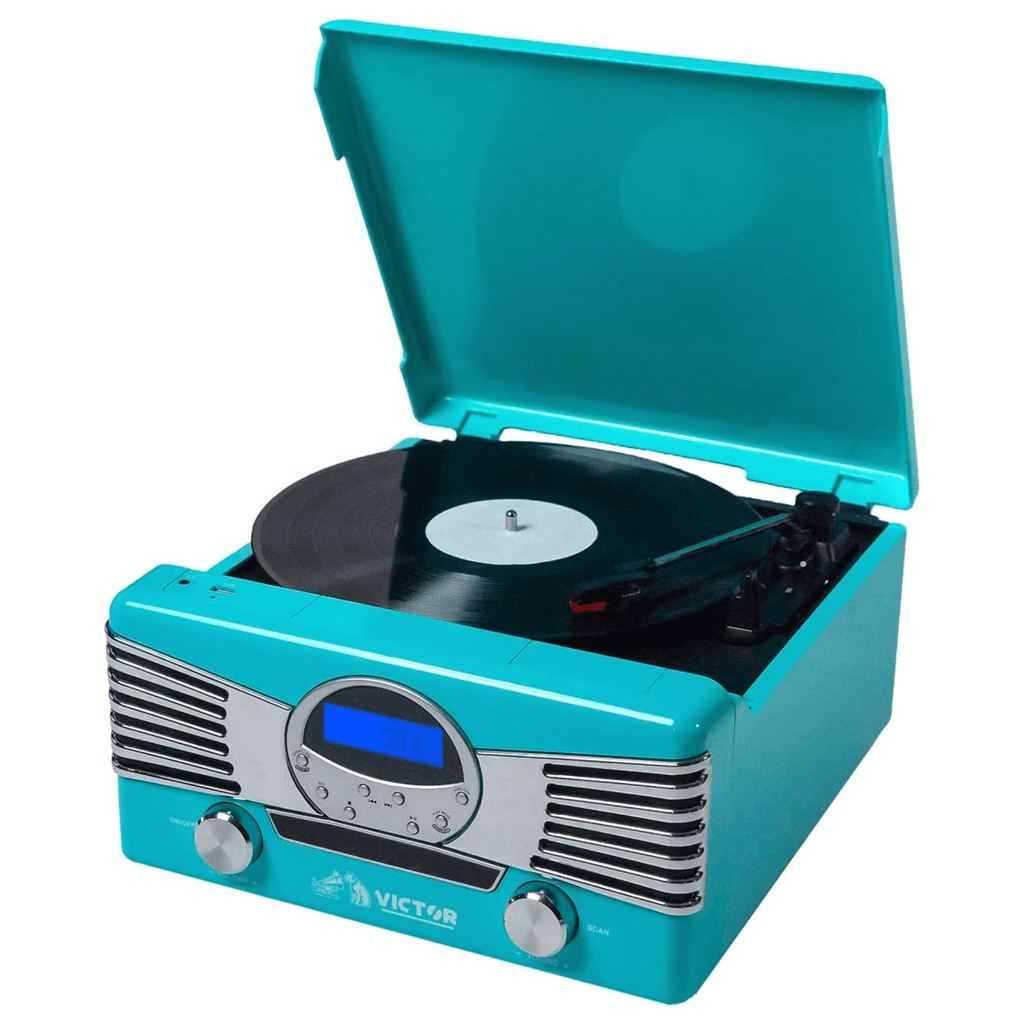 Victor Diner 7-in-1 Turntable Music Center Turquoise - Refurbished