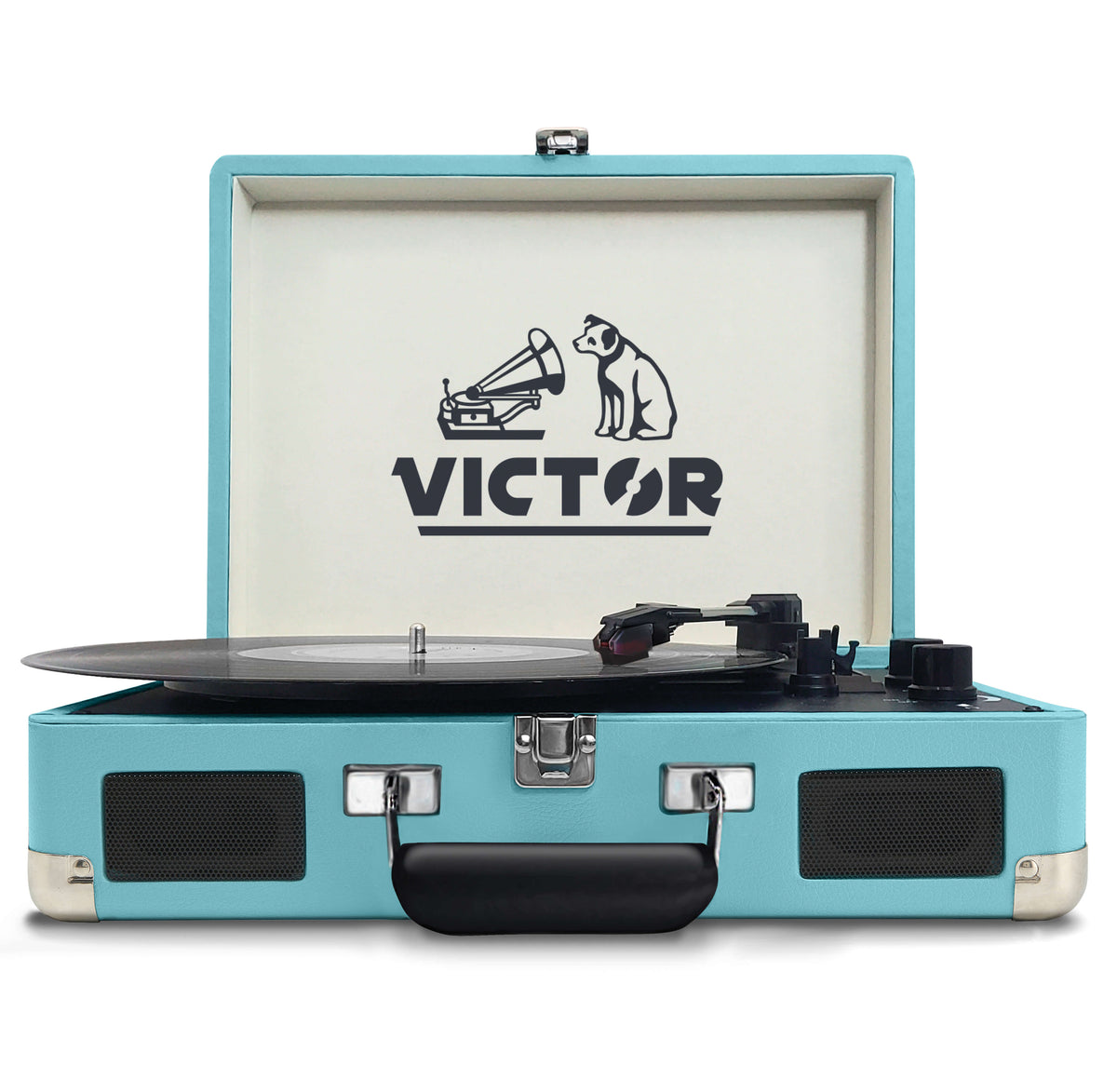 Victor Metro Dual Bluetooth Suitcase Turntable in Turquoise