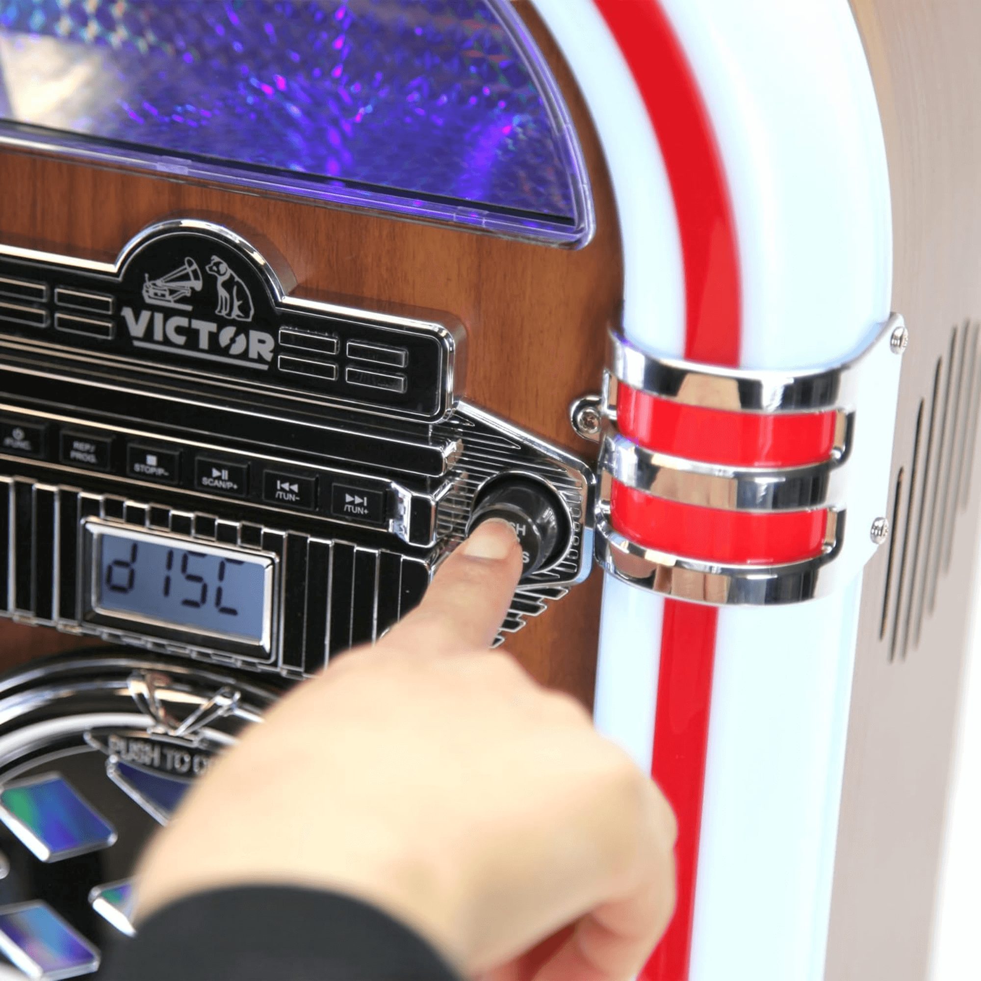 Victor Broadway II Desktop LED CD Jukebox Mahogany - Refurbished