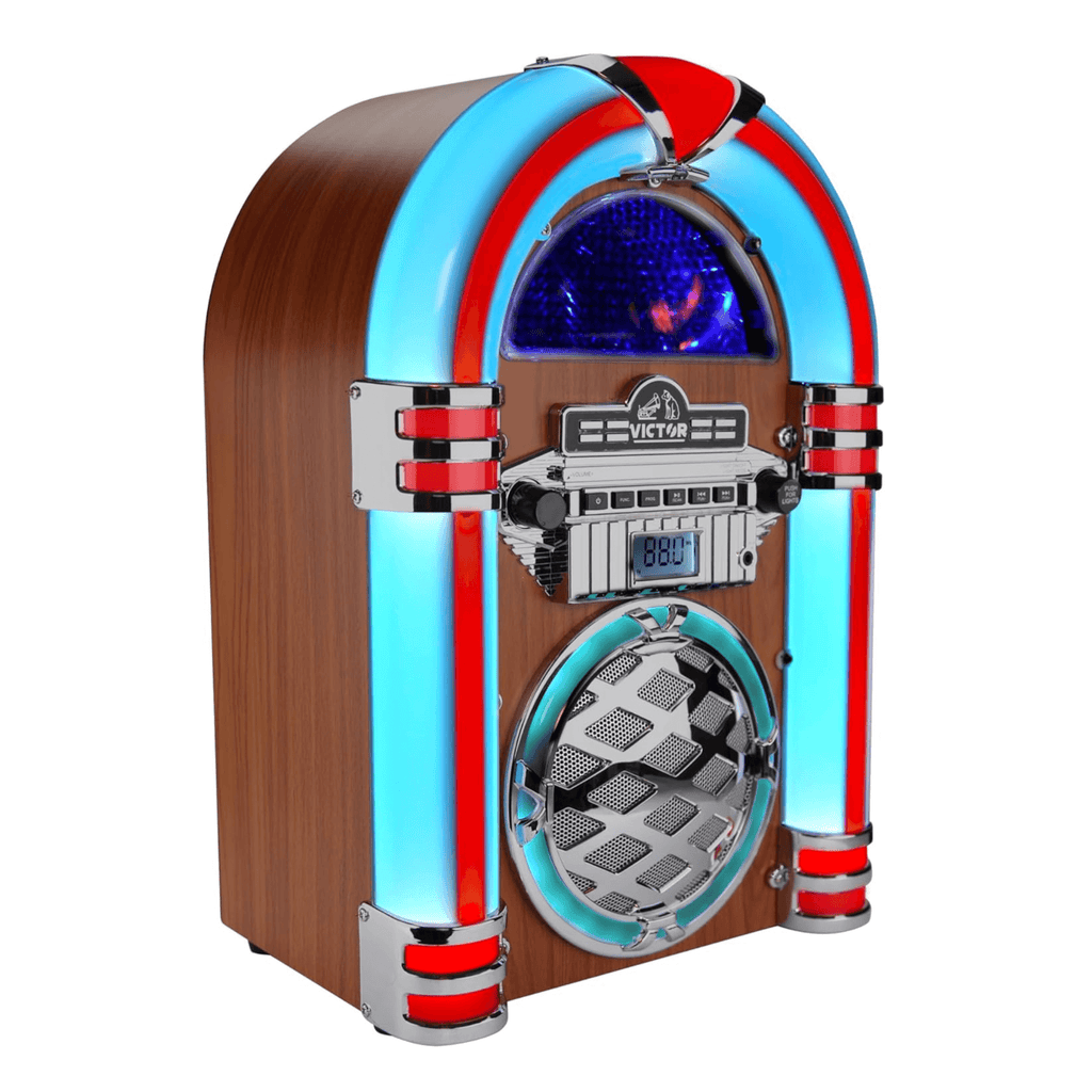 Victor Wilshire Bluetooth LED Jukebox Mahogany - Refurbished
