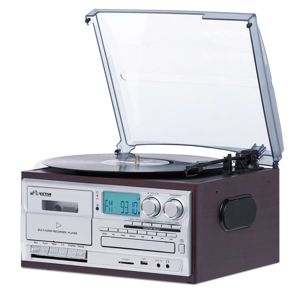 Victor Cosmopolitan 8-in-1 Turntable Music Center Espresso - Refurbished