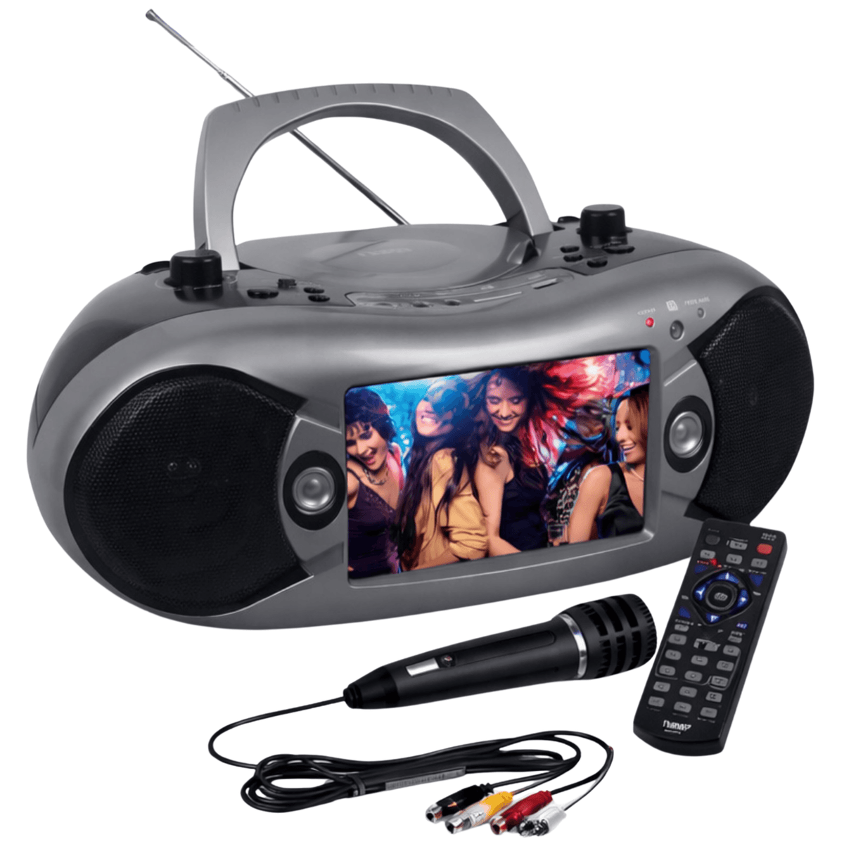 Naxa 7" Bluetooth TV DVD Boombox with Mic Grey - Refurbished