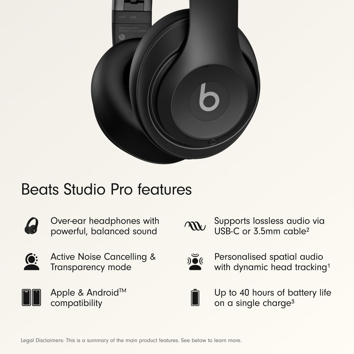 Beats Studio Pro Wireless Over-Ear Headphones – Black (Refurbished)
