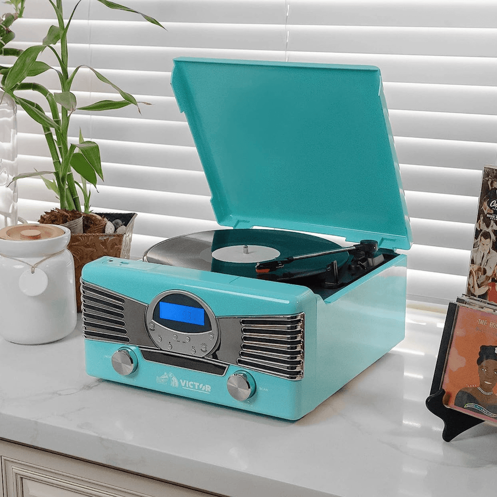 Victor Diner 7-in-1 Turntable Music Center Turquoise - Refurbished