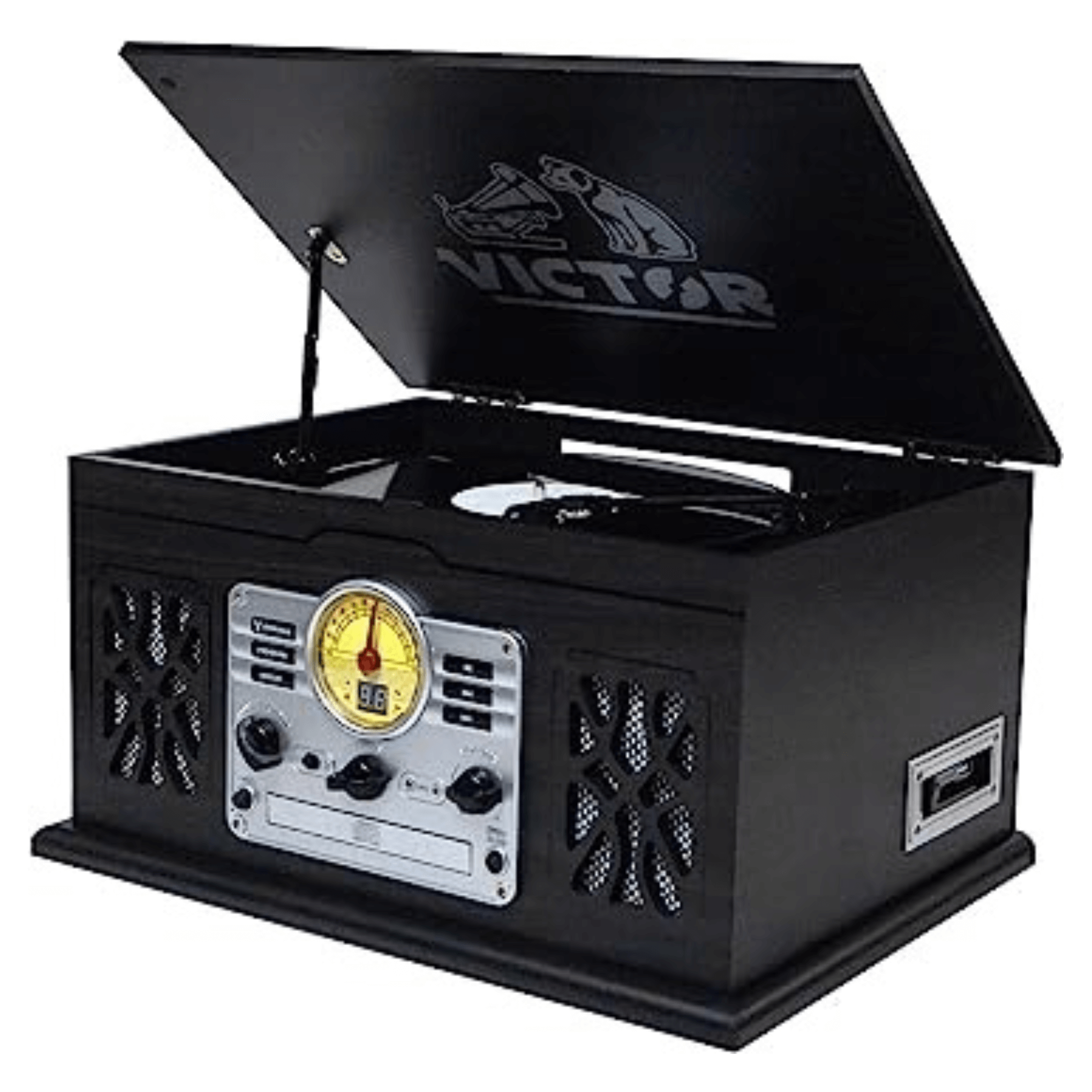Victor State 7-in-1 Wood Music Center Graphite - Refurbished