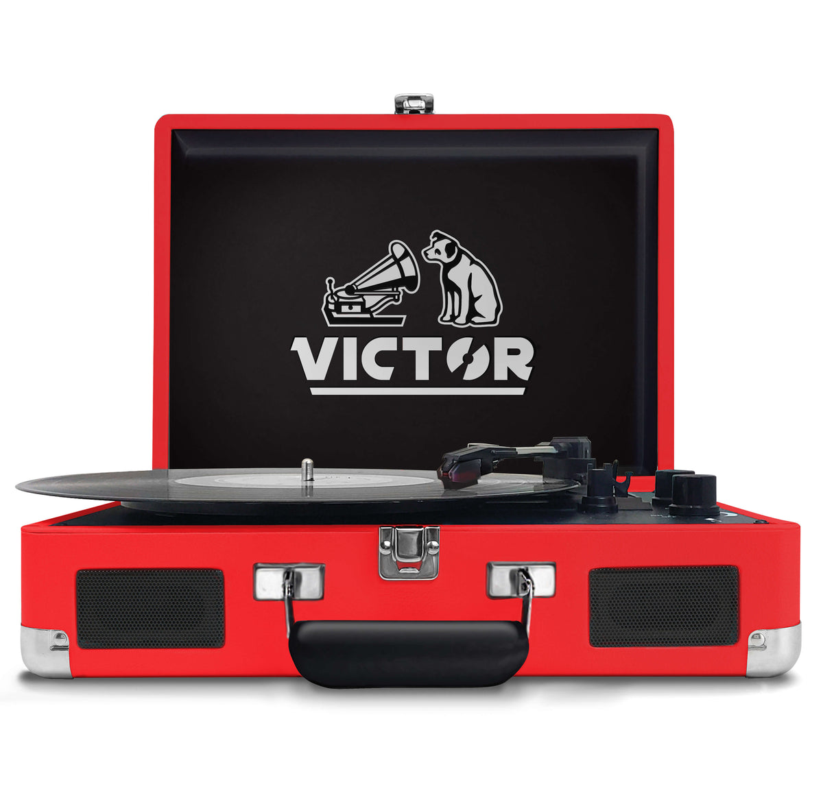 Victor Metro Dual Bluetooth Suitcase Turntable in Red