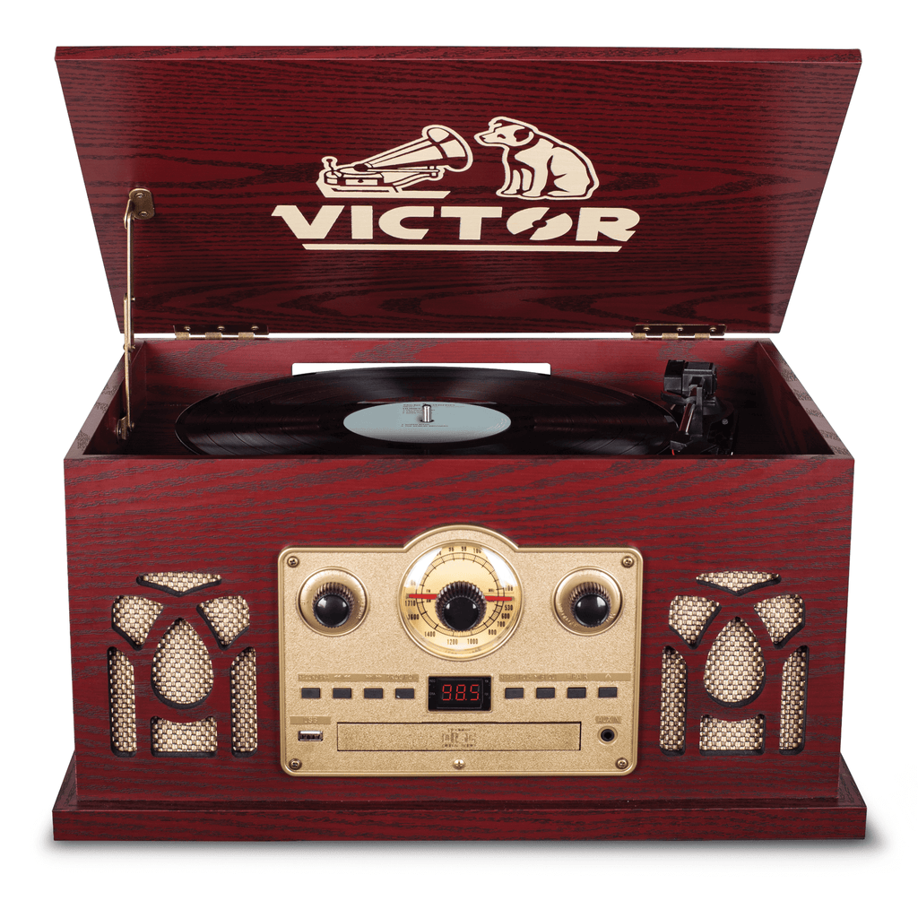 Victor Belmont 8-in-1 Wood Music Center Cherry - Refurbished