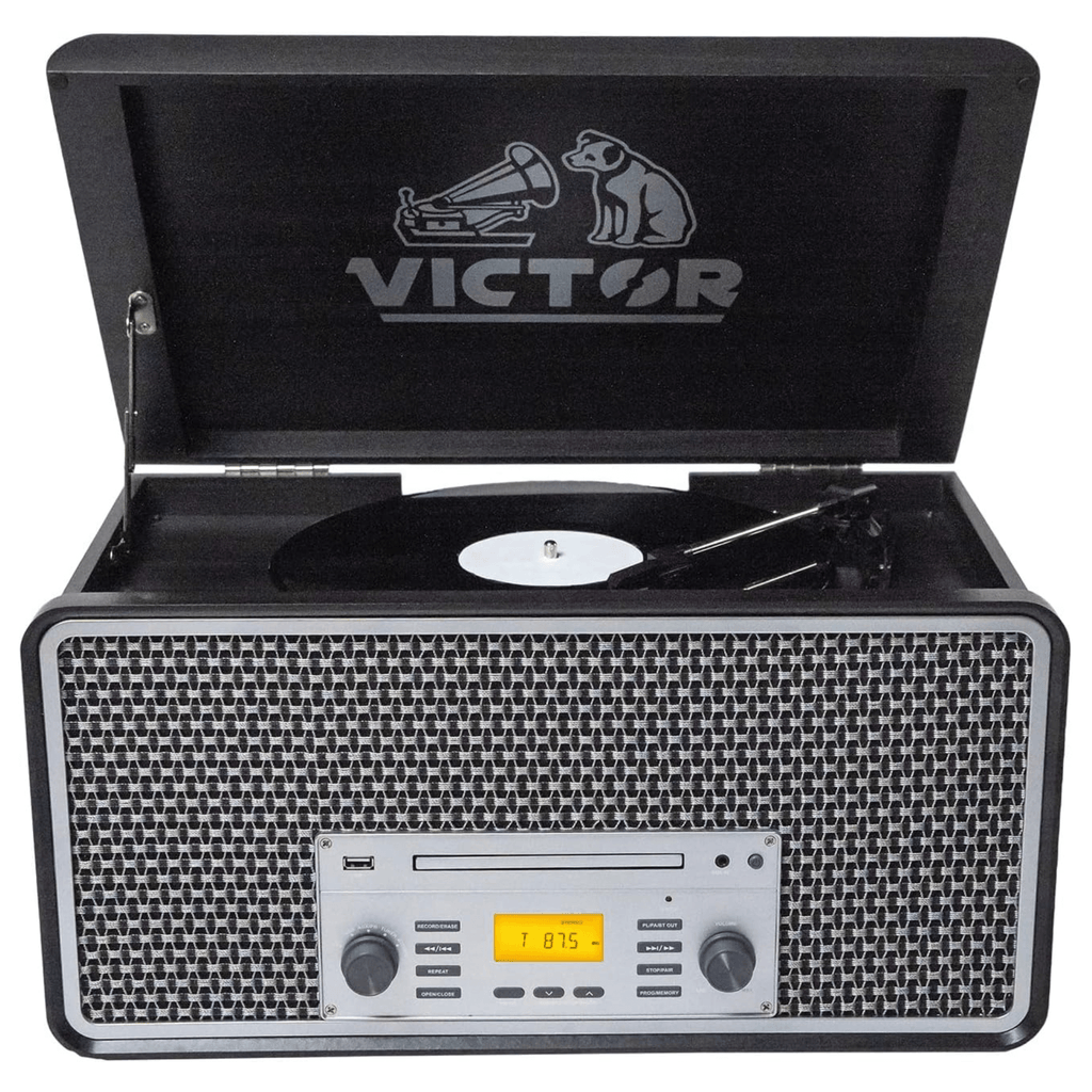 Victor Monument 8-in-1 Wood Music Center Graphite Refurbished - additional product photo