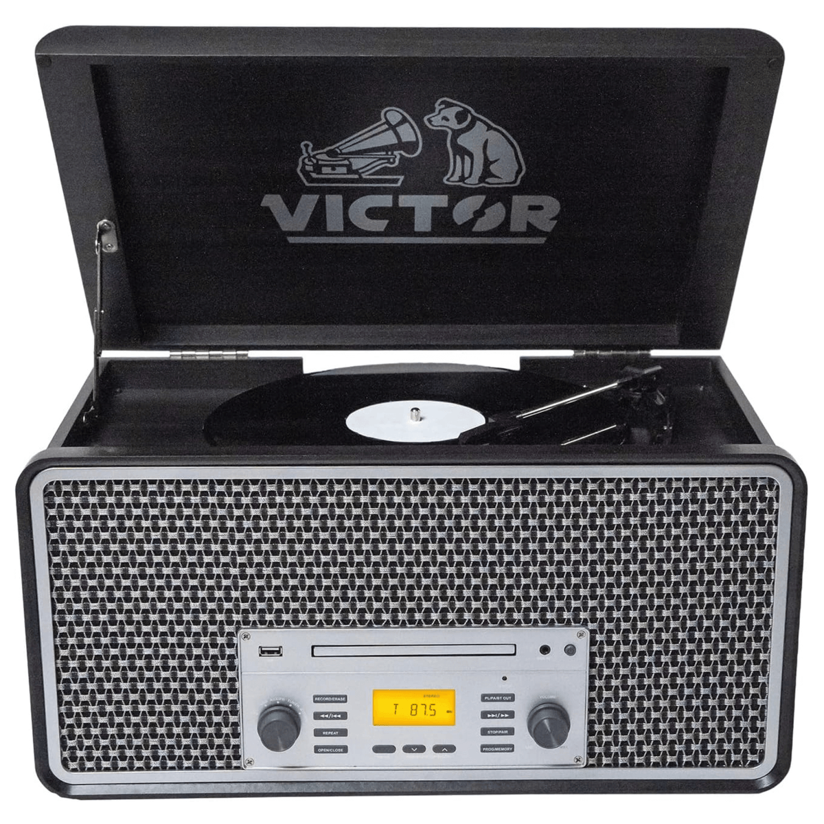 Victor Monument 8-in-1 Wood Music Center Graphite Refurbished - additional product photo