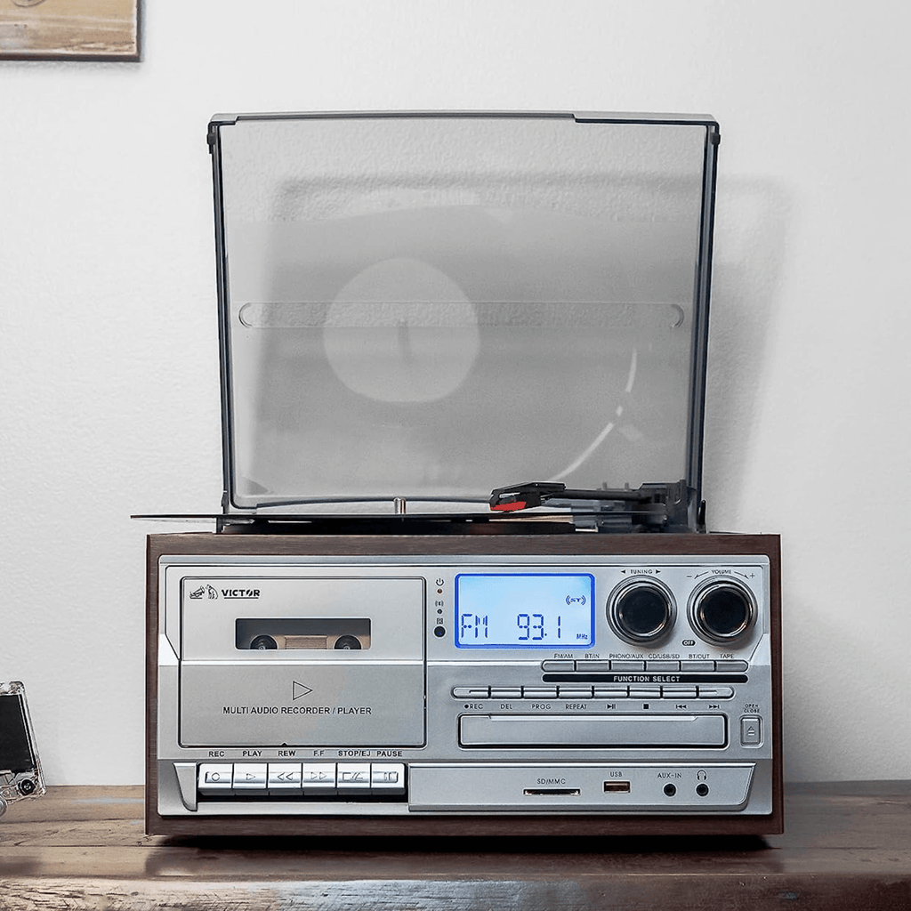Victor Cosmopolitan 8-in-1 Turntable Music Center Espresso - Refurbished