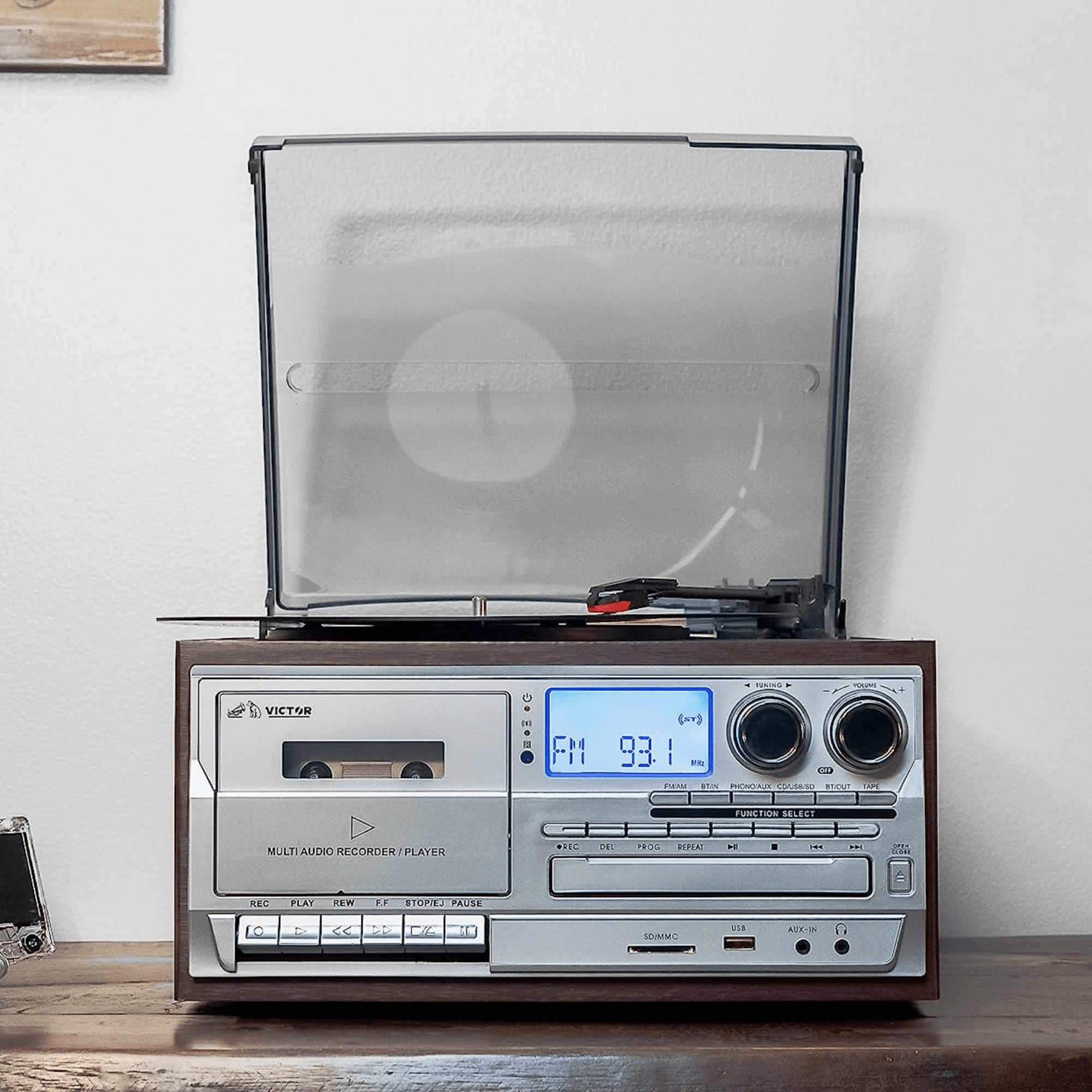 Victor Cosmopolitan 8-in-1 Turntable Music Center Espresso - Refurbished