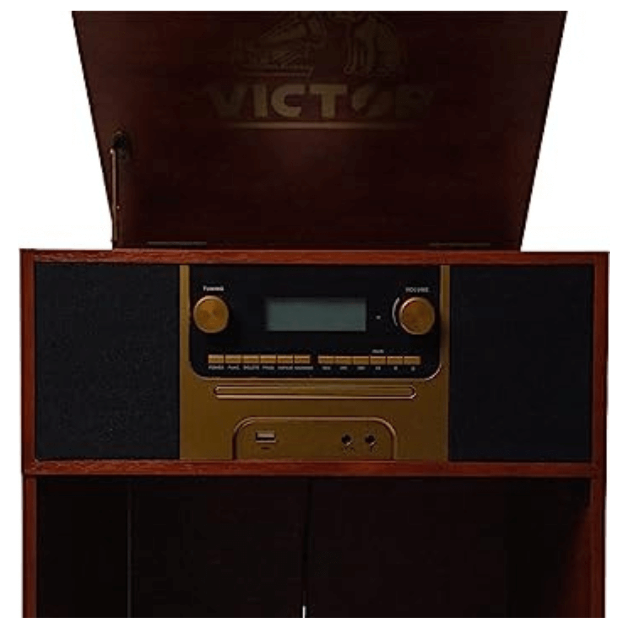 Victor Boyleston 7-in-1 3-Speed Turntable Music Center Mahogany - Refurbished