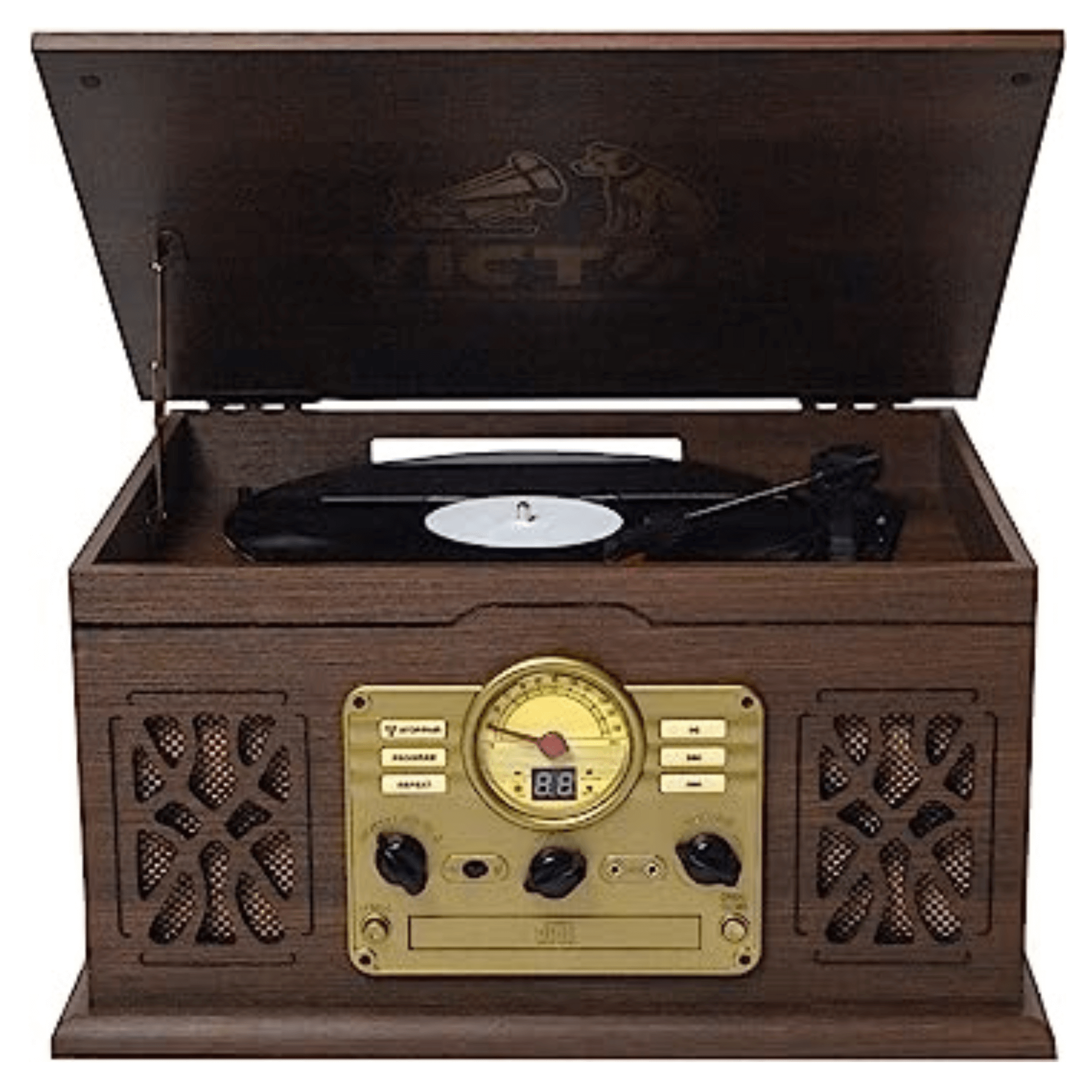Victor State 7-in-1 Wood Music Center Espresso - Refurbished