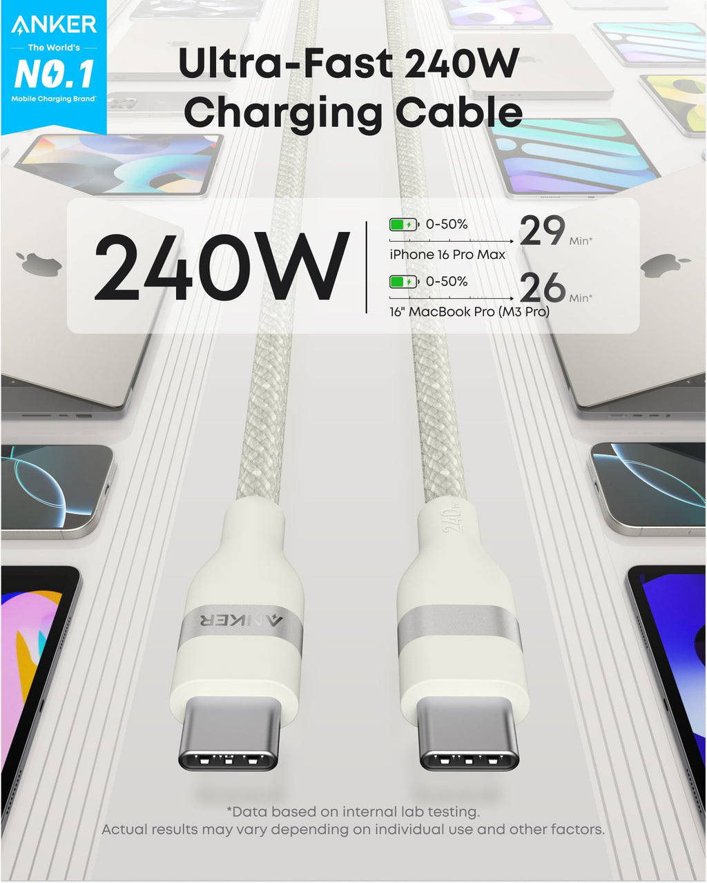 Anker Laptop Power Bank (25K, 165W, Built-In and Retractable Cables)
