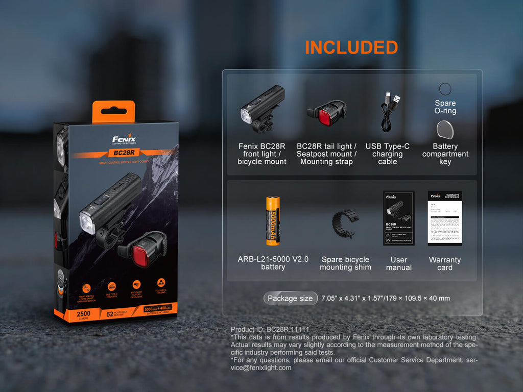 Fenix BC28R Smart Head & Tail Bike Light Combo