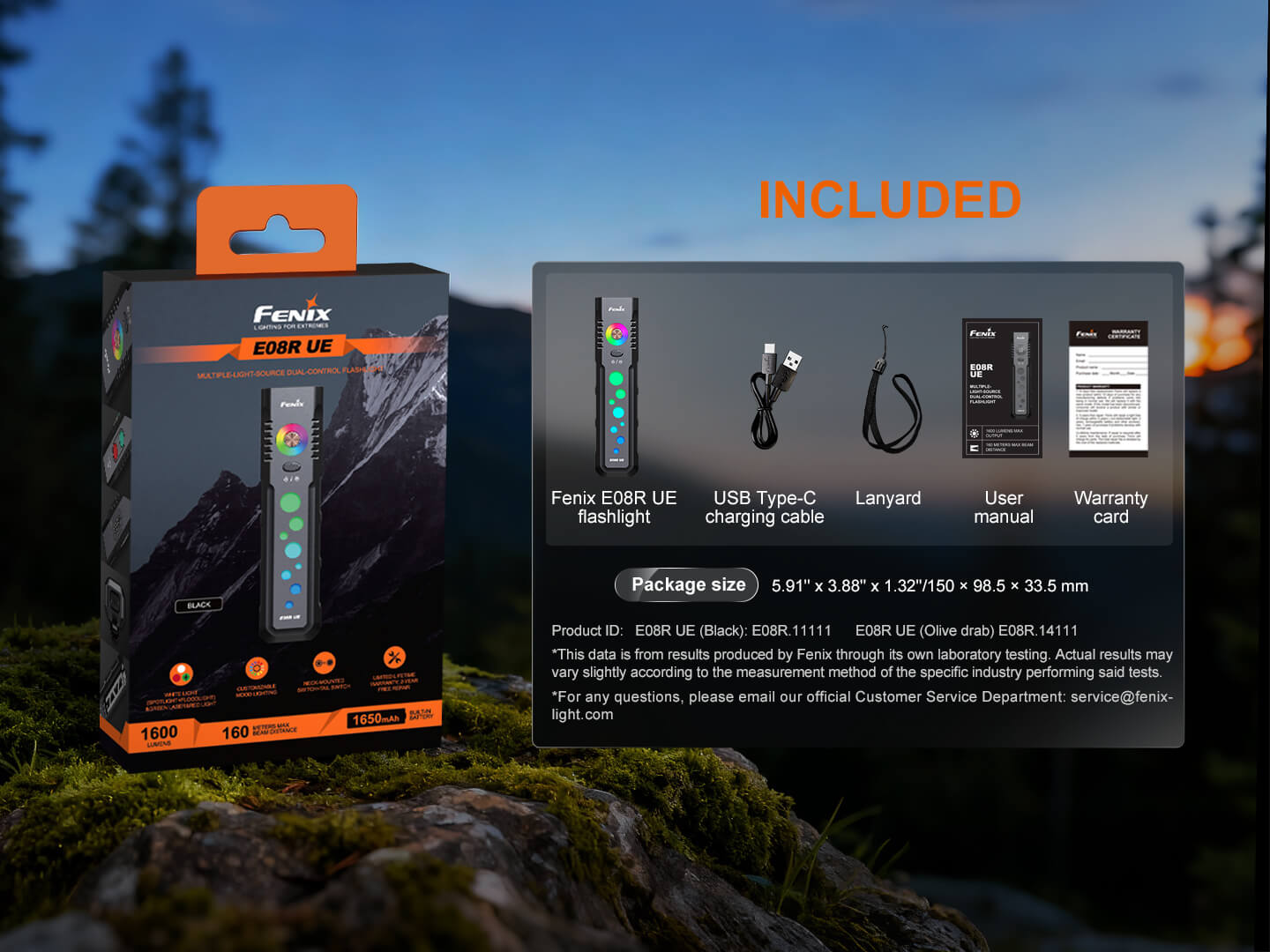 Fenix E08R UE Multi-Light EDC Flashlight With Red Light & Green Laser