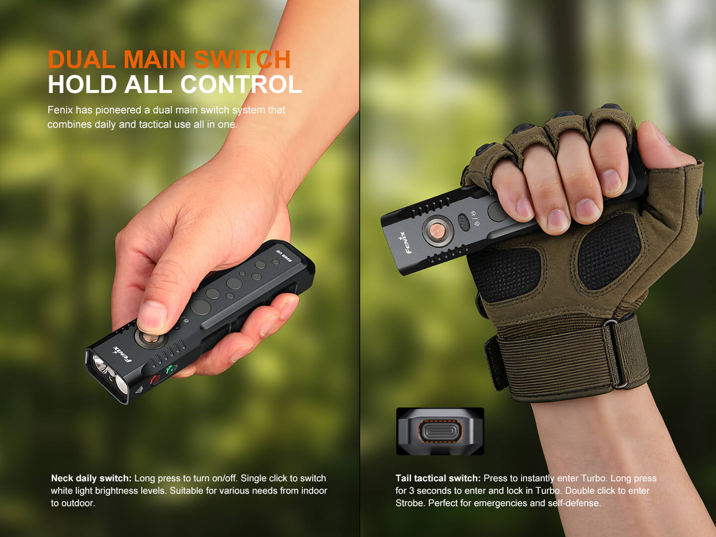 Fenix E08R UE Multi-Light EDC Flashlight With Red Light & Green Laser
