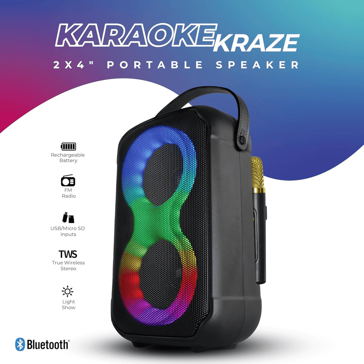 IQ Sound Karaoke Kraze 2x 4-Inch Portable Bluetooth Speaker - additional product photo