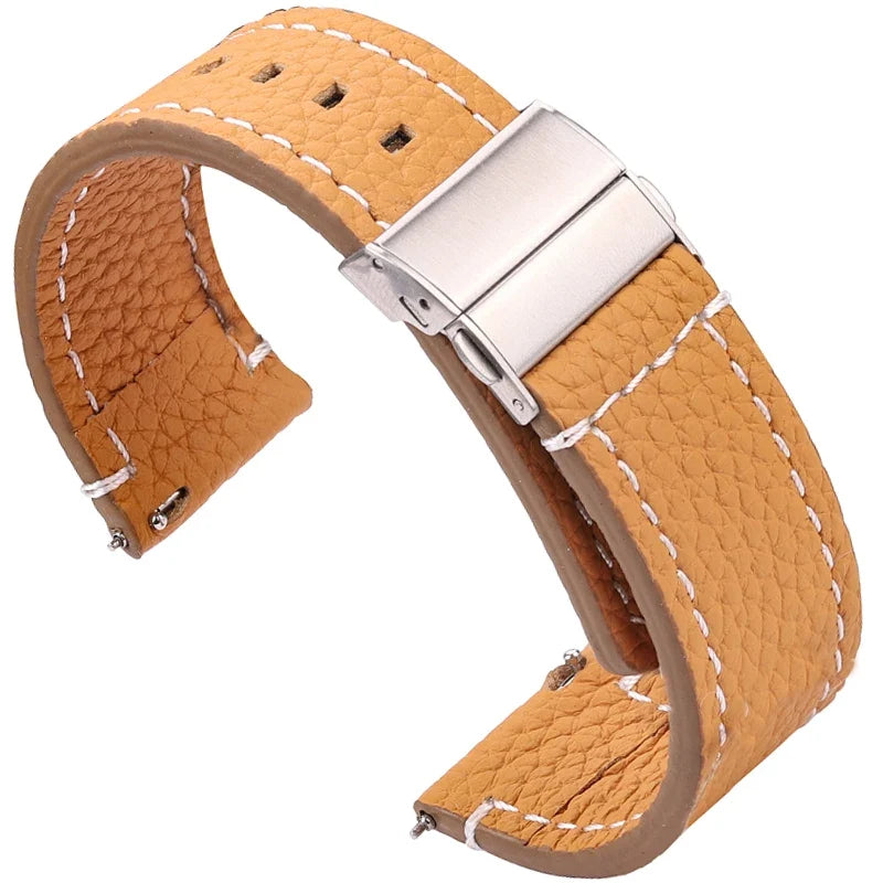 Motorola Moto Genuine Leather Watch Bands Deployment Clasp Strap Men Women