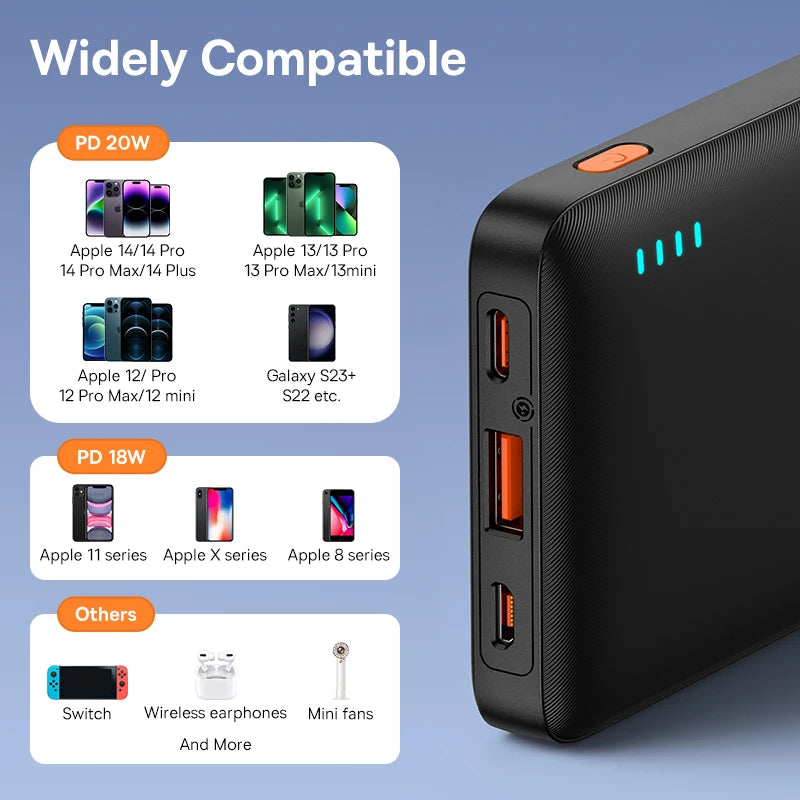 Baseus Airpow 20W Power Bank 20000mAh Fast Charge Powerbank for iPhone 17/16/15/14/13/12 Xiaomi batterie externe