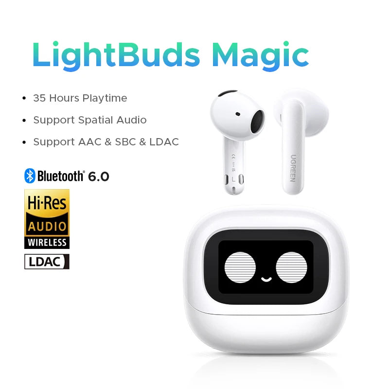 UGREEN Wireless Bluetooth Earphones Semi-Open ANC Adaptive Active Noise Cancelling Earbuds LDAC Hi-Res Audio Headphones Headset