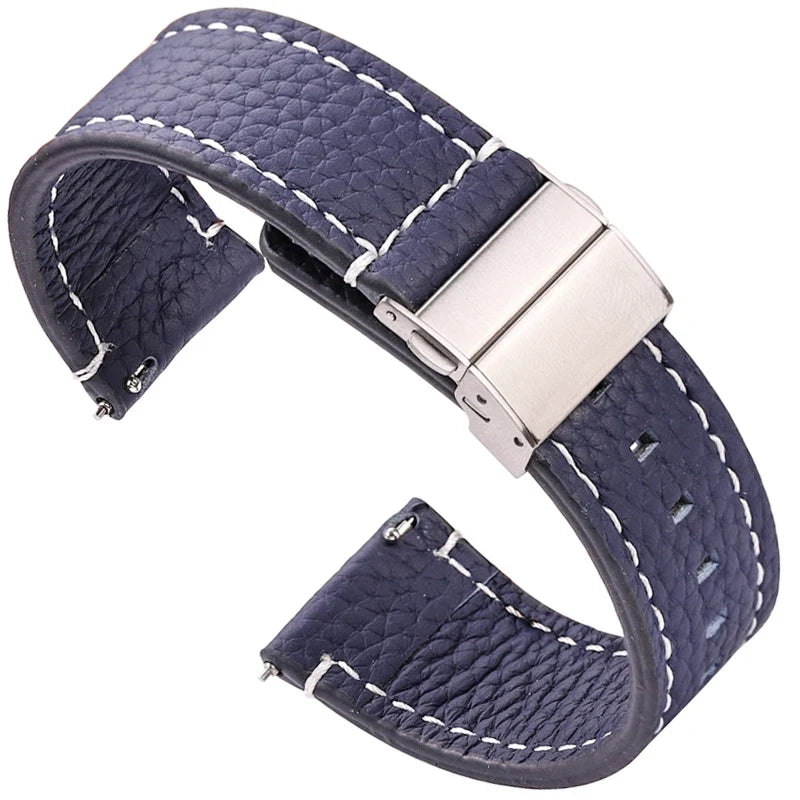 Motorola Moto Genuine Leather Watch Bands Deployment Clasp Strap Men Women