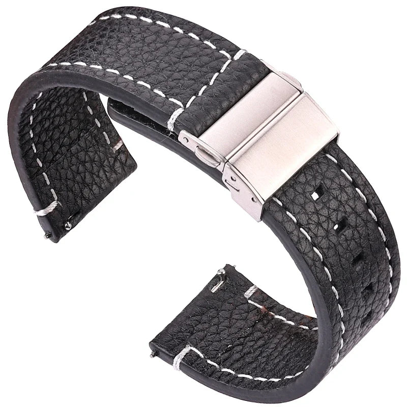 Motorola Moto Genuine Leather Watch Bands Deployment Clasp Strap Men Women