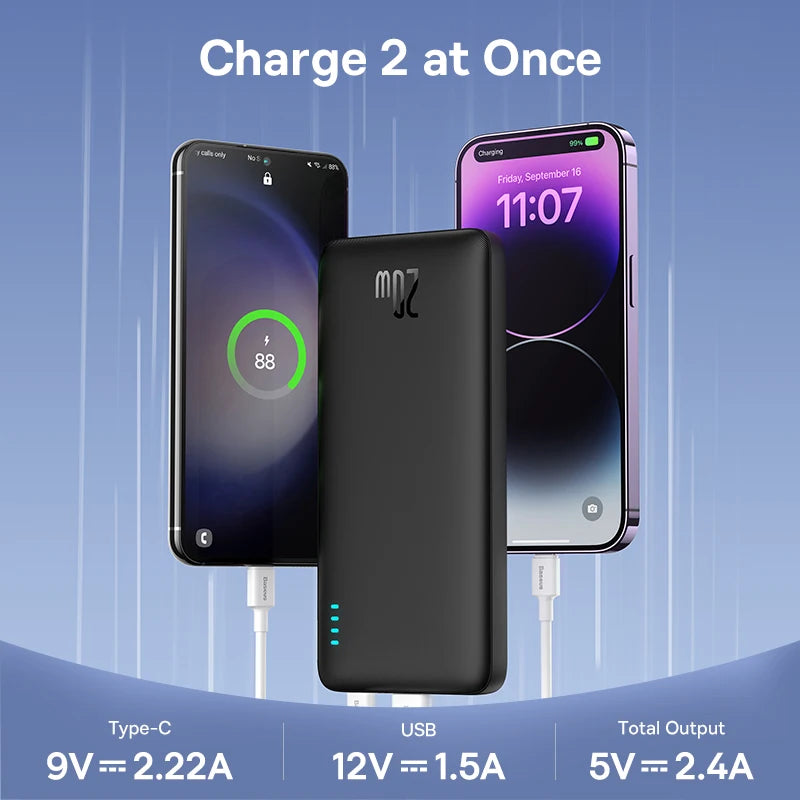 Baseus Airpow 20W Power Bank 20000mAh Fast Charge Powerbank for iPhone 17/16/15/14/13/12 Xiaomi batterie externe
