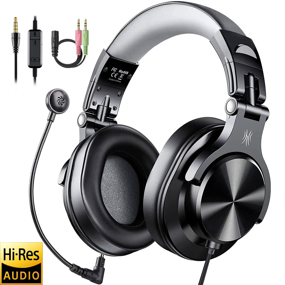 Oneodio A71D Wired Gaming Headset Gamer Over Ear Hi-Res Audio Headphones With Detachable Microphone For PC Computer PS4 PS5 Xbox