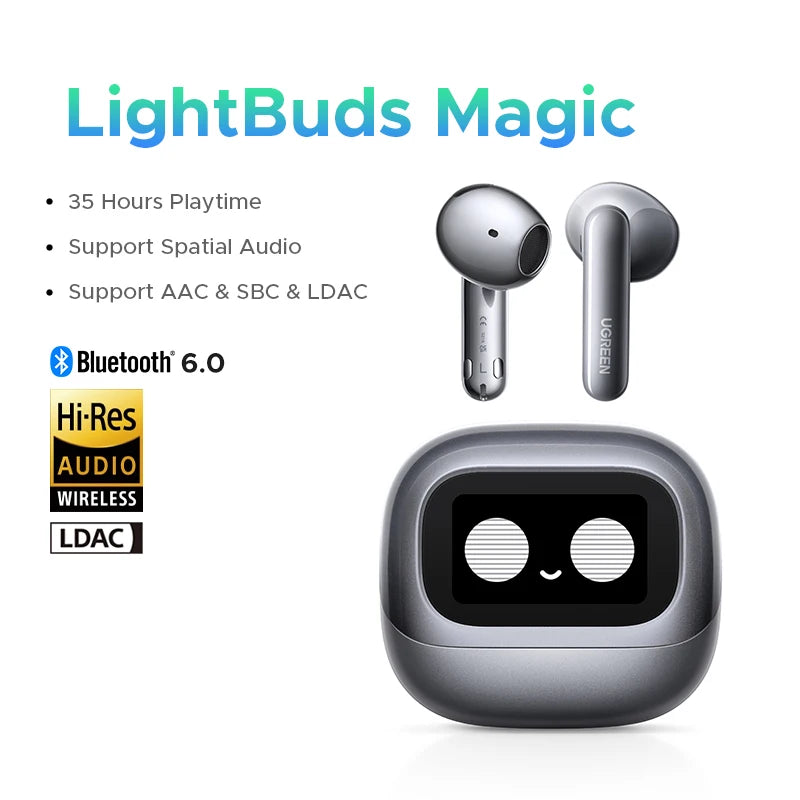 UGREEN Wireless Bluetooth Earphones Semi-Open ANC Adaptive Active Noise Cancelling Earbuds LDAC Hi-Res Audio Headphones Headset