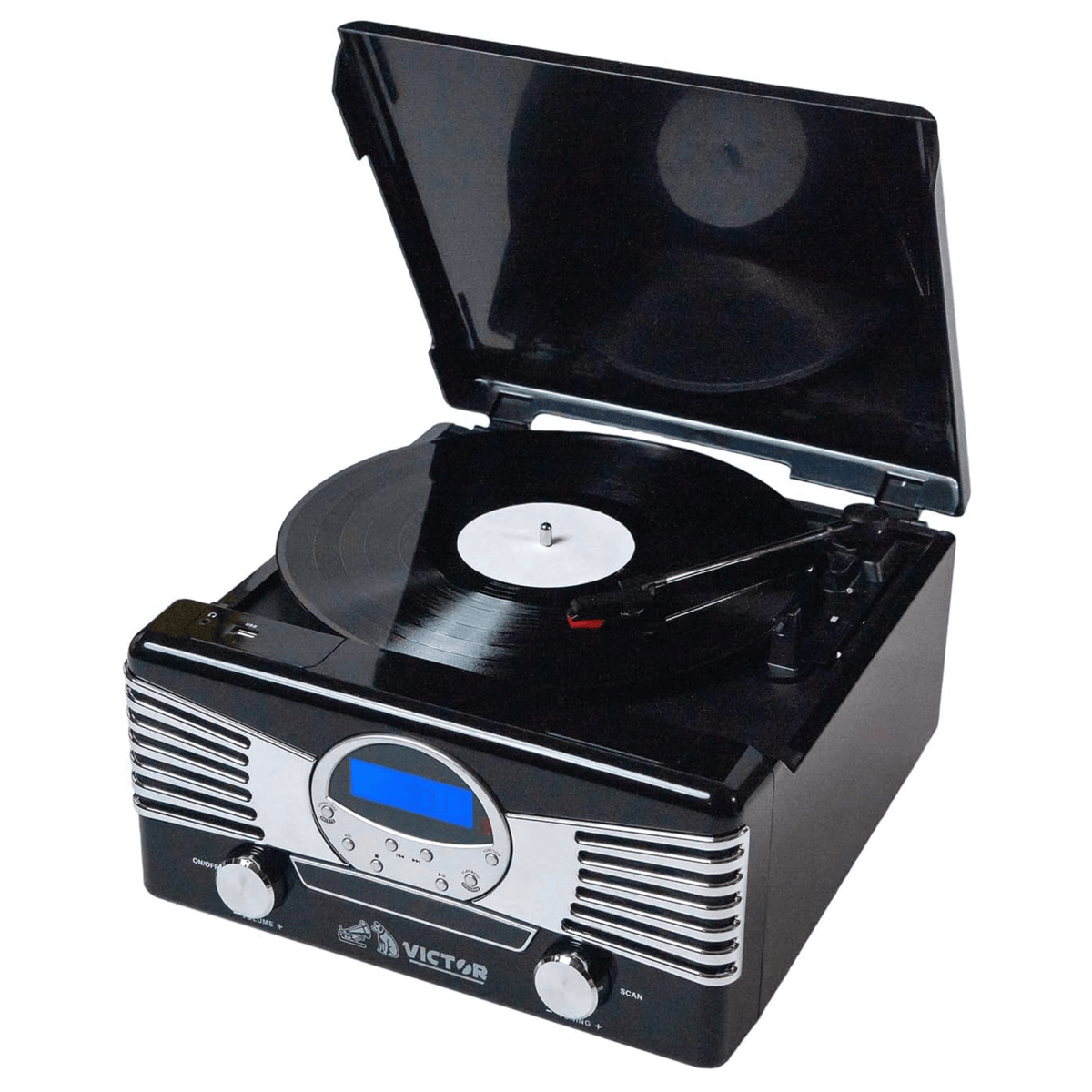 Victor Diner 7-in-1 Turntable Music Center in Black