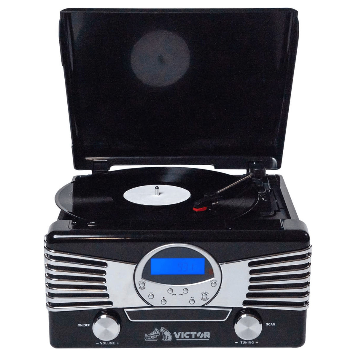 Victor Diner 7-in-1 Turntable Music Center in Black