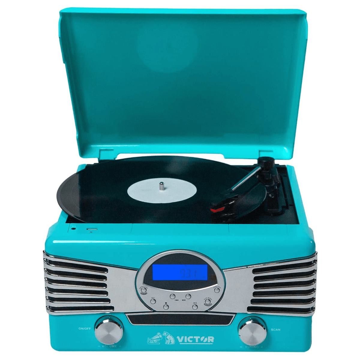 Victor Diner 7-in-1 Turntable Music Center in Turquoise