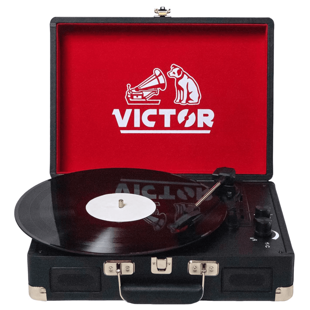 Victor Metro Dual Bluetooth Suitcase Turntable in Black