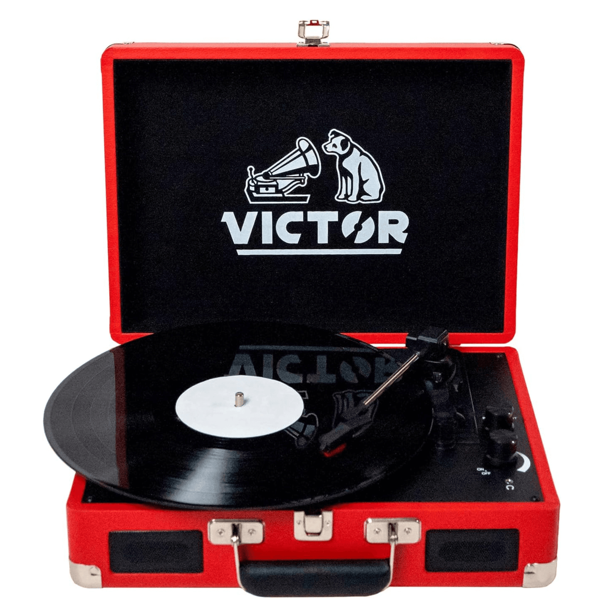 Victor Metro Dual Bluetooth Suitcase Turntable in Red