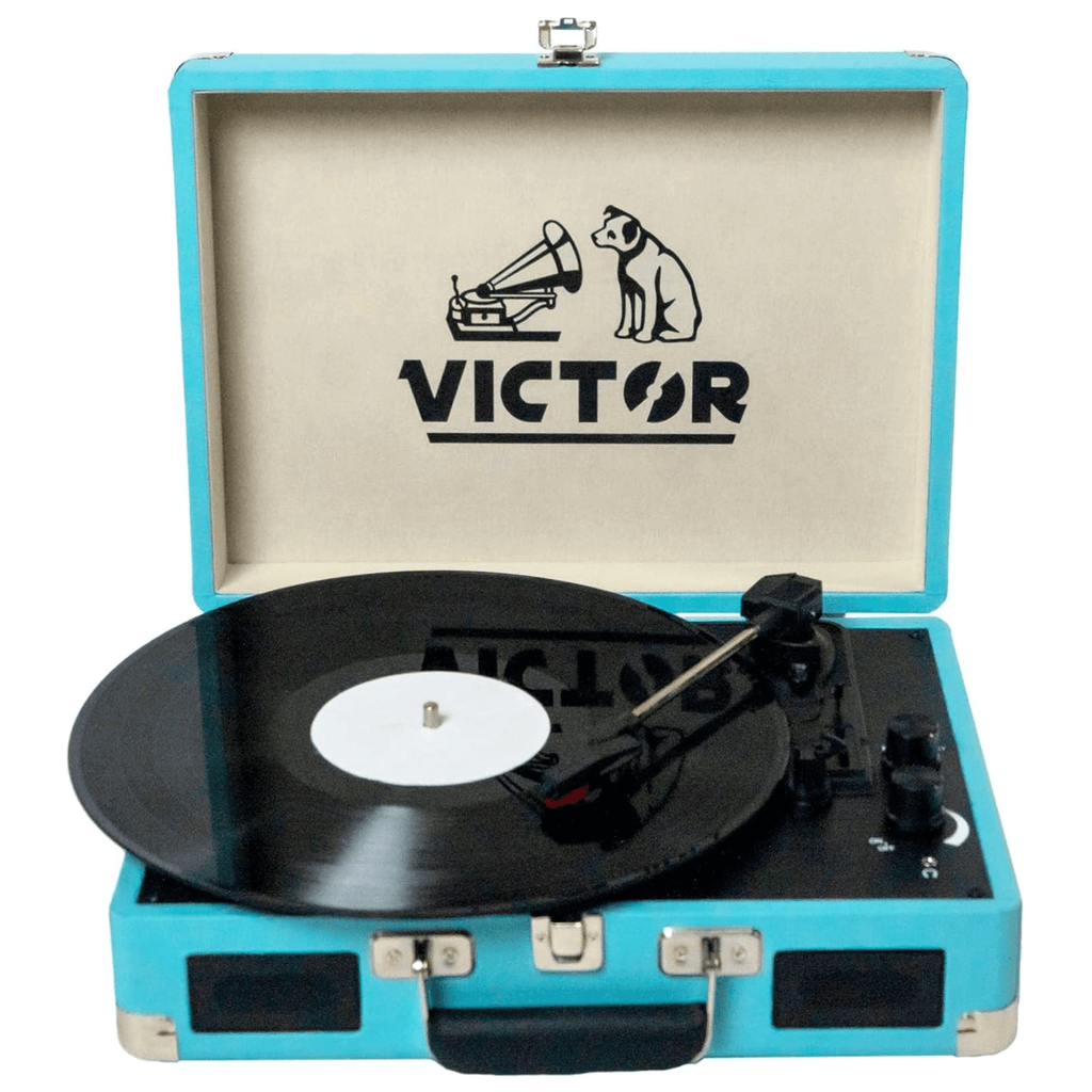 Victor Metro Dual Bluetooth Suitcase Turntable in Turquoise