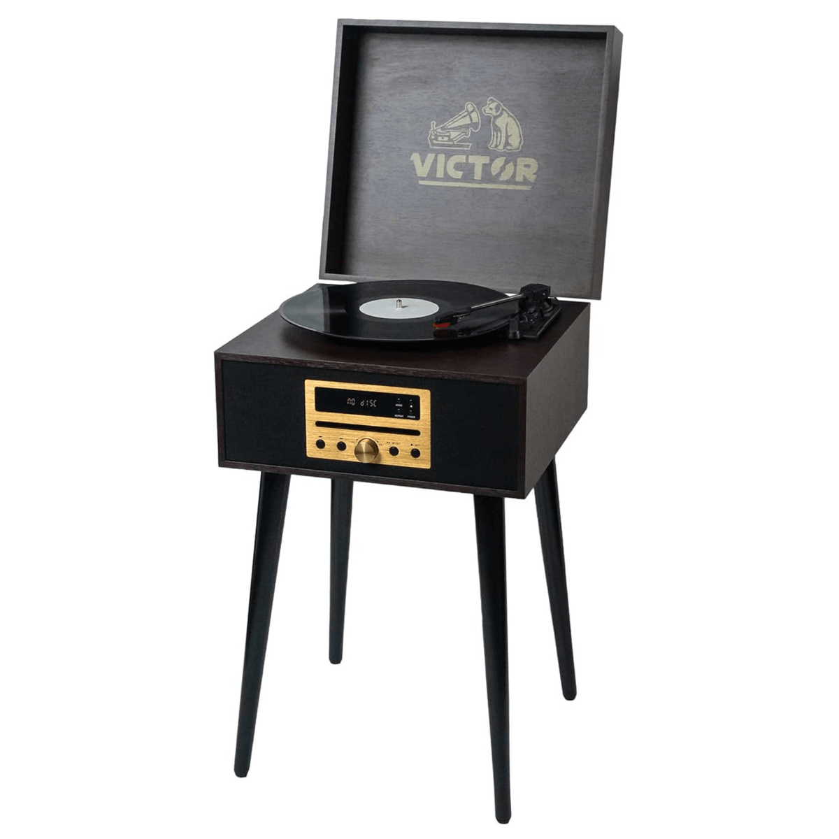 Victor Newbury 8-in-1 Music Center with Chair-Height Legs, USB Slot & AM/FM Radio