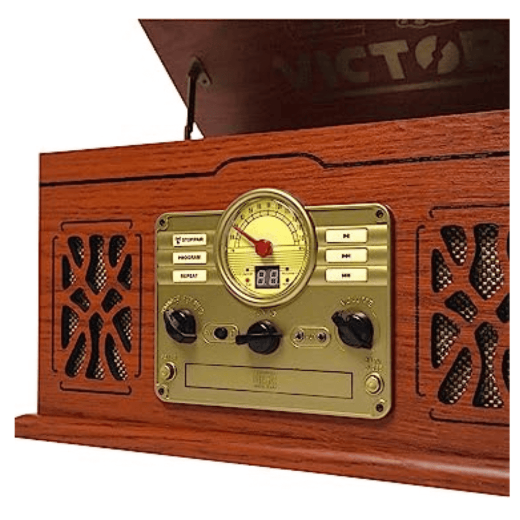Victor State 7-in-1 Wood Music Center Mahogany - Refurbished