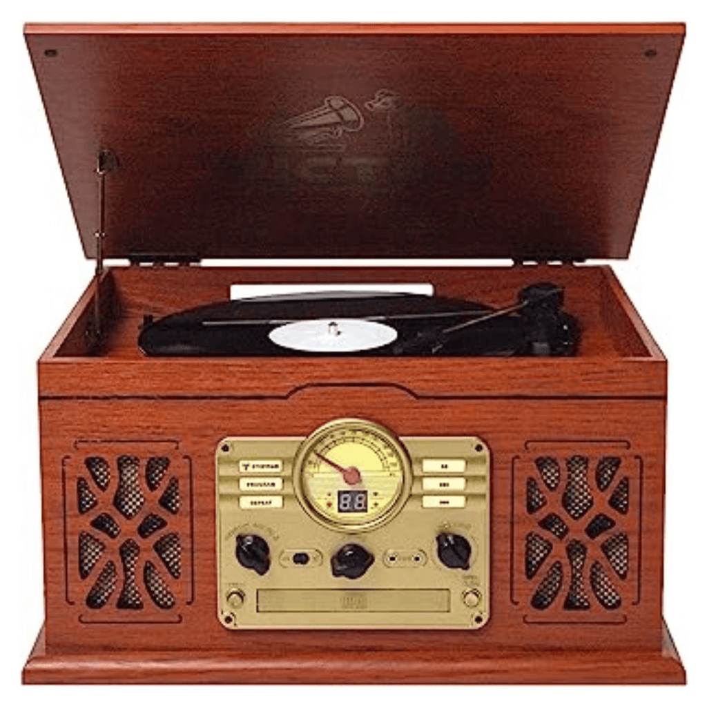 Victor State 7-in-1 Wood Music Center Mahogany - Refurbished