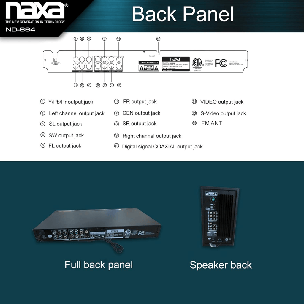 Naxa 5.1 Channel Home Theater DVD & Karaoke Speaker System - Refurbished - additional product photo