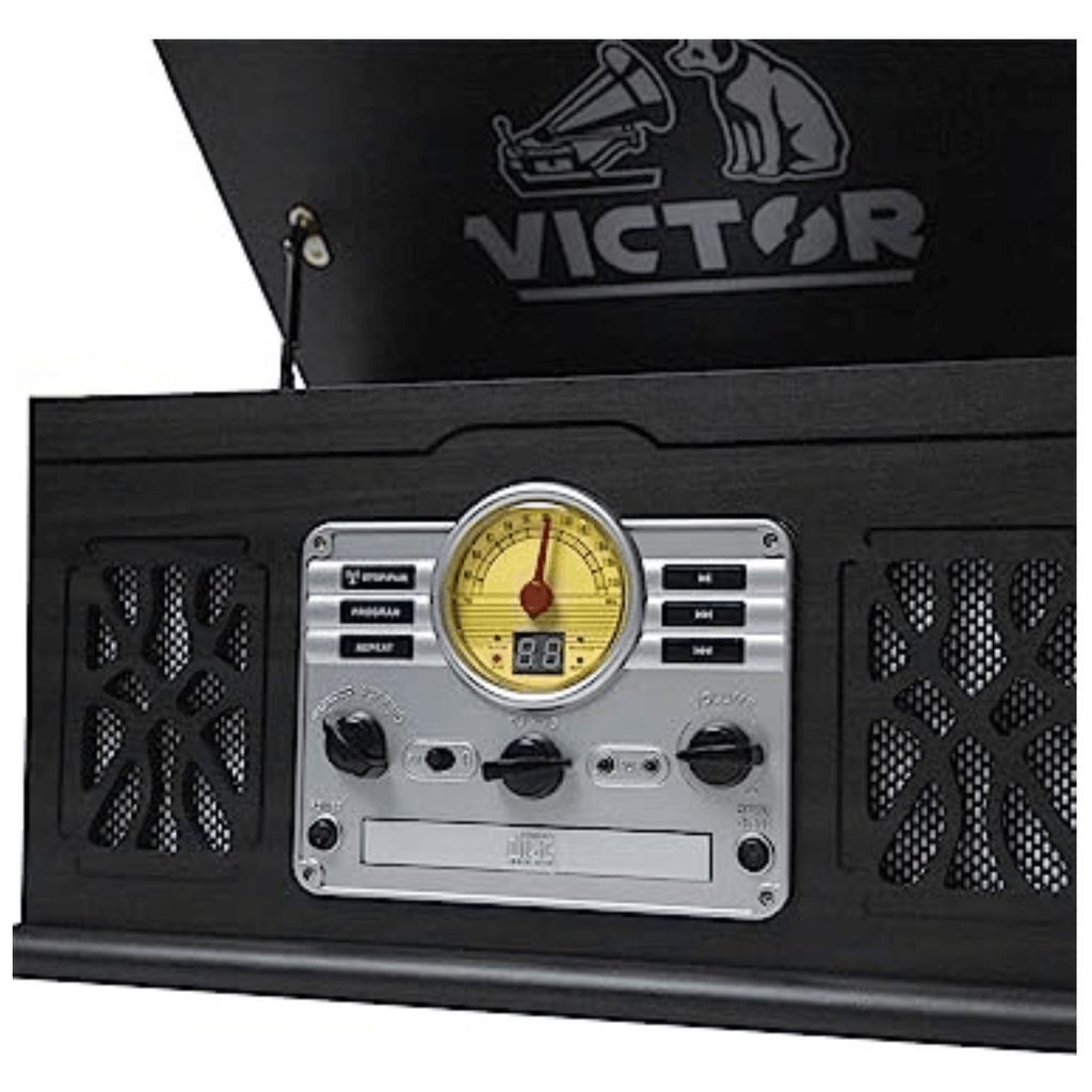 Victor State 7-in-1 Wood Music Center Graphite - Refurbished