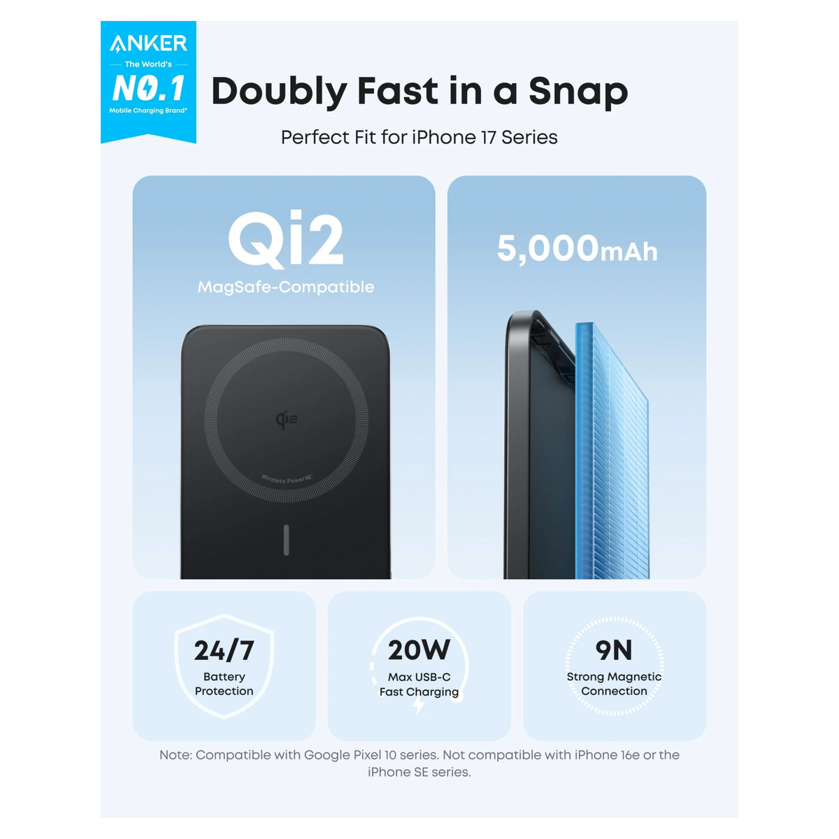 Anker Nano Power Bank (5K, MagGo, Slim)